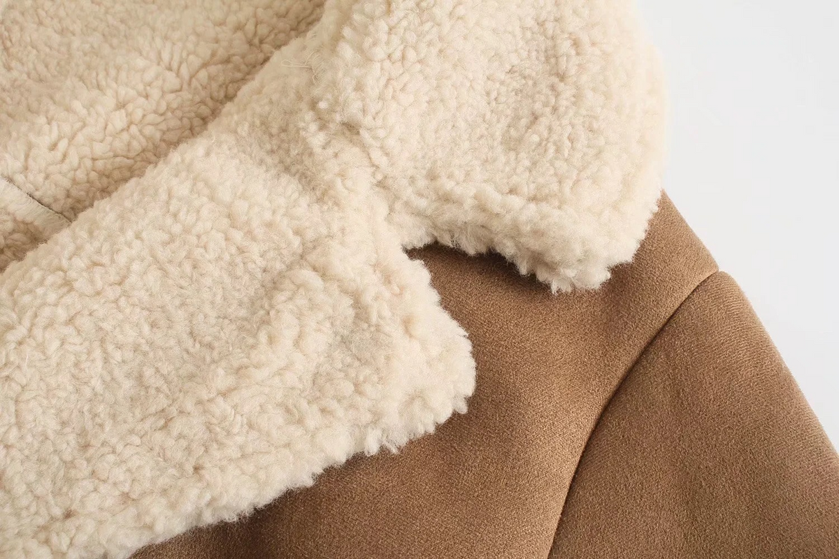Women's Khaki Winter Coat – Loose-Fit Long Sleeve Style