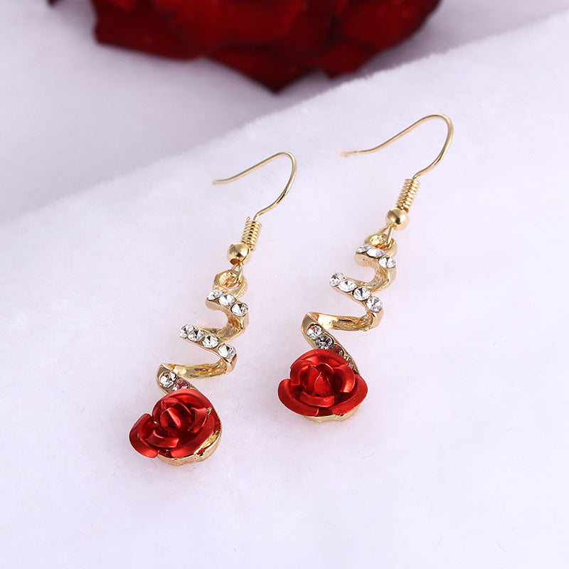 Rose Flower Earrings in Red for Everyday and Occasion Styling