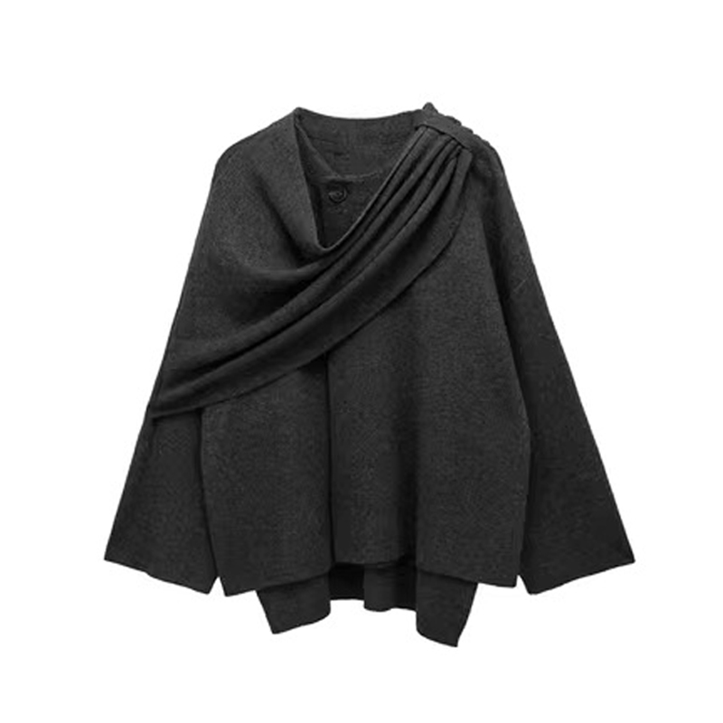 Scarf Detail Coat – Asymmetric Short Layer for Women