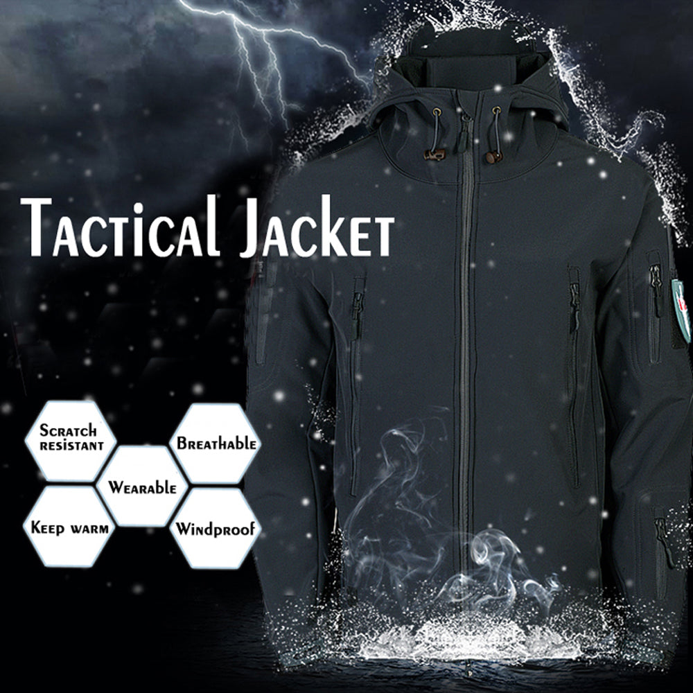 Men's Tactical Jacket with Adjustable Hood and Multiple Pockets