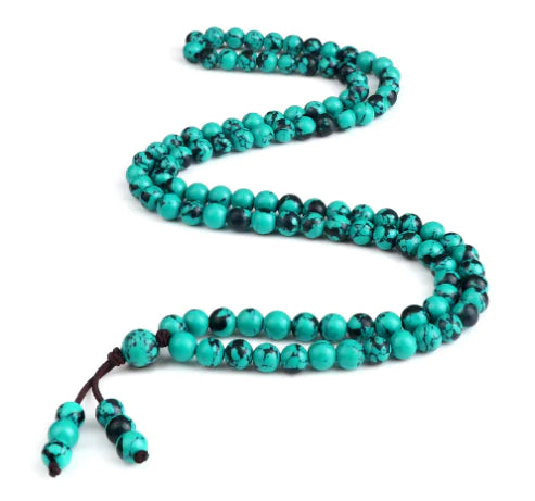 108 Bead Necklace with Malachite-Named and Mixed Color Options