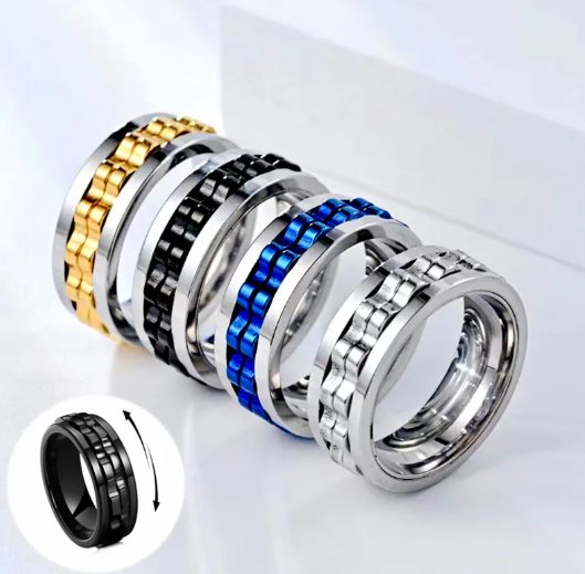 Stainless Steel Spinner Fidget Ring for Men - Stylish & Functional