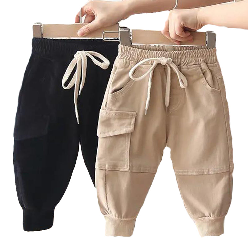 Boys' Cargo Pants in Khaki and Black with 80–140cm Size Labels