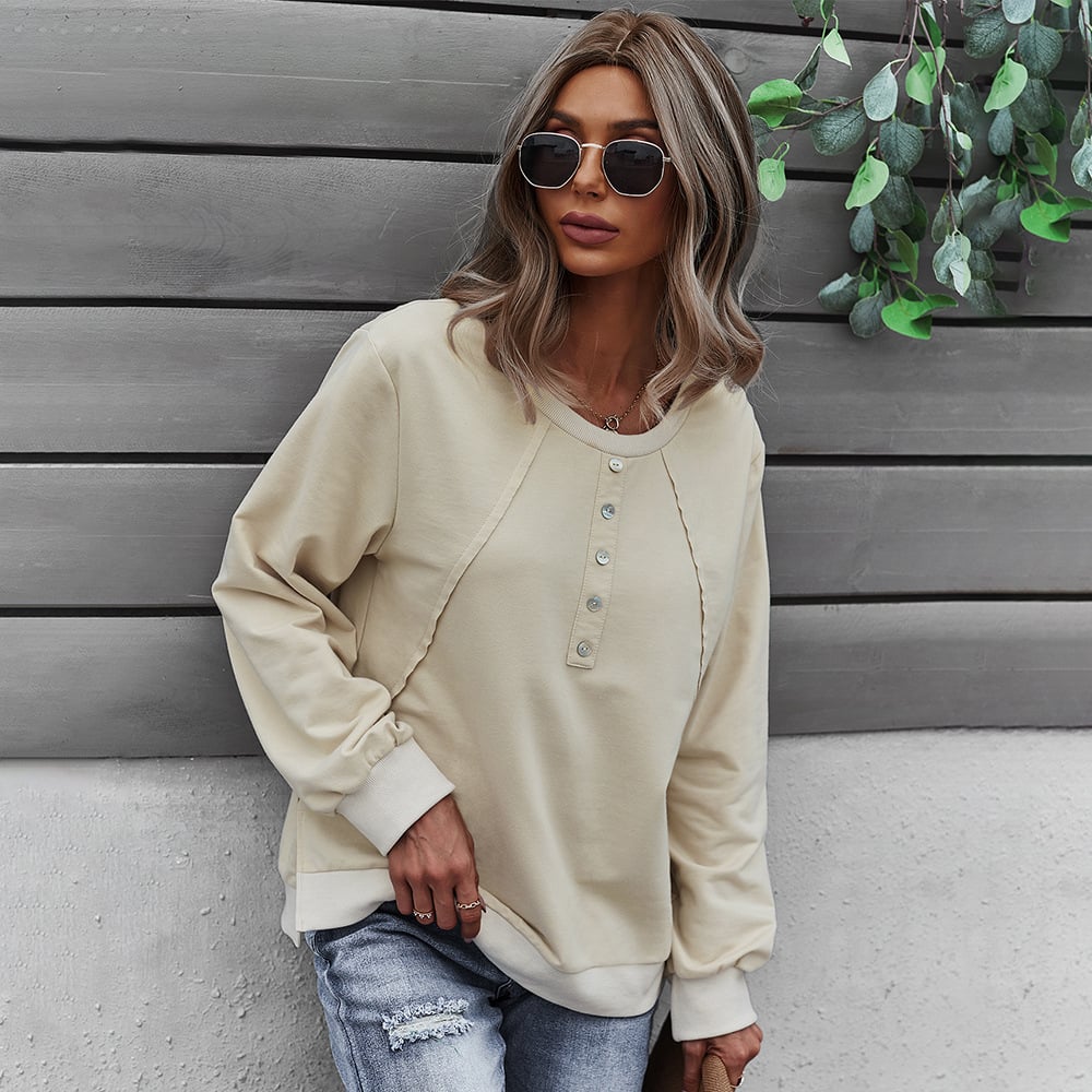 Women’s Long-Sleeve Button-Neck Pullover