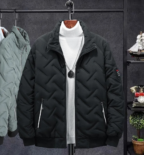 Men's Cotton-Padded Jacket – Short Stand Collar Style