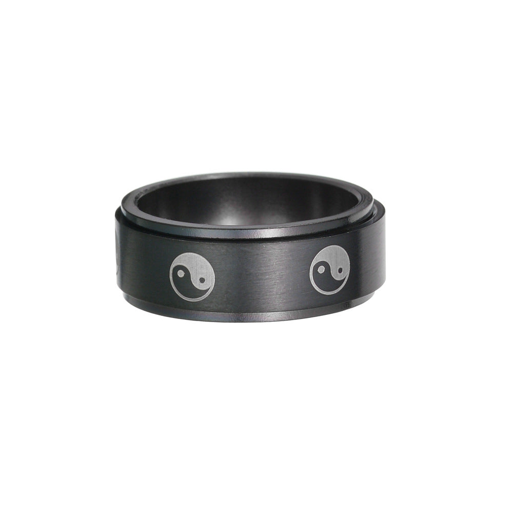 Yin-Yang Spinner Ring – Black or Silver Tone