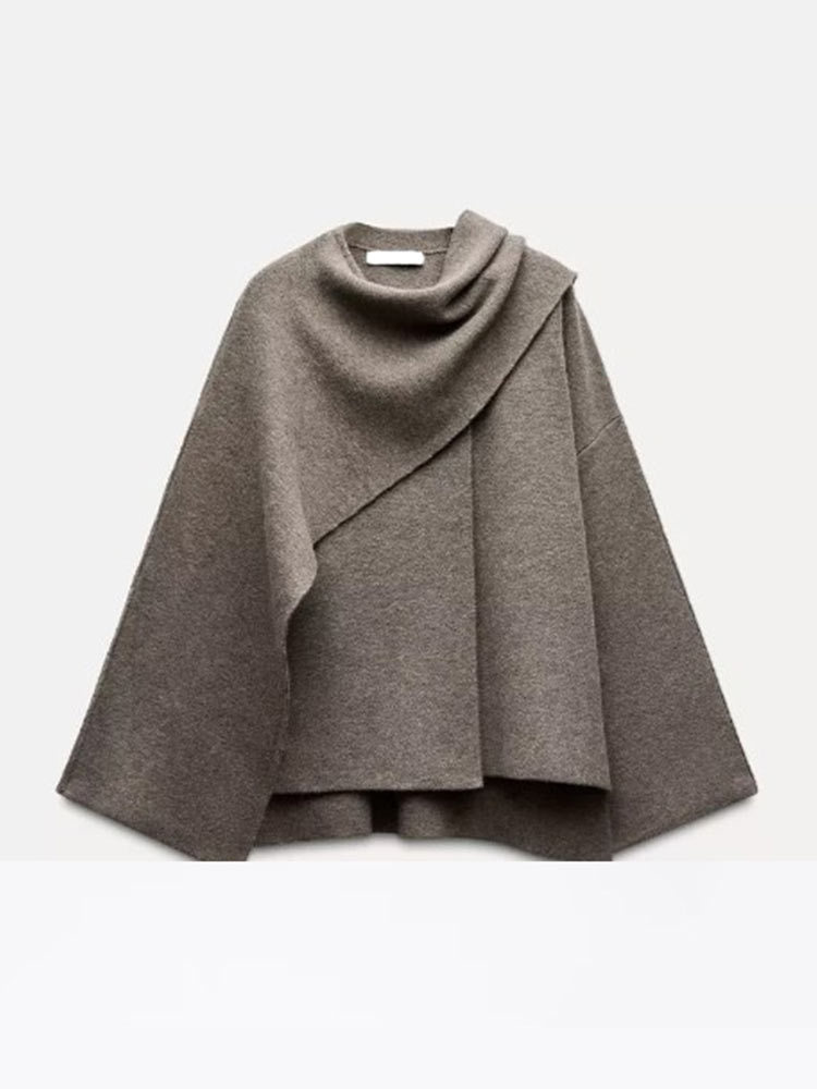 Scarf Detail Coat – Asymmetric Short Layer for Women