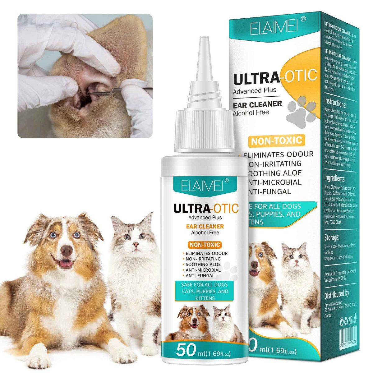 Gentle Pet Ear Cleaning Solution - 50ml for Healthy Happy Pets