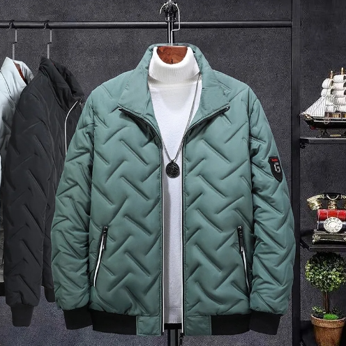 Men's Cotton-Padded Jacket – Short Stand Collar Style