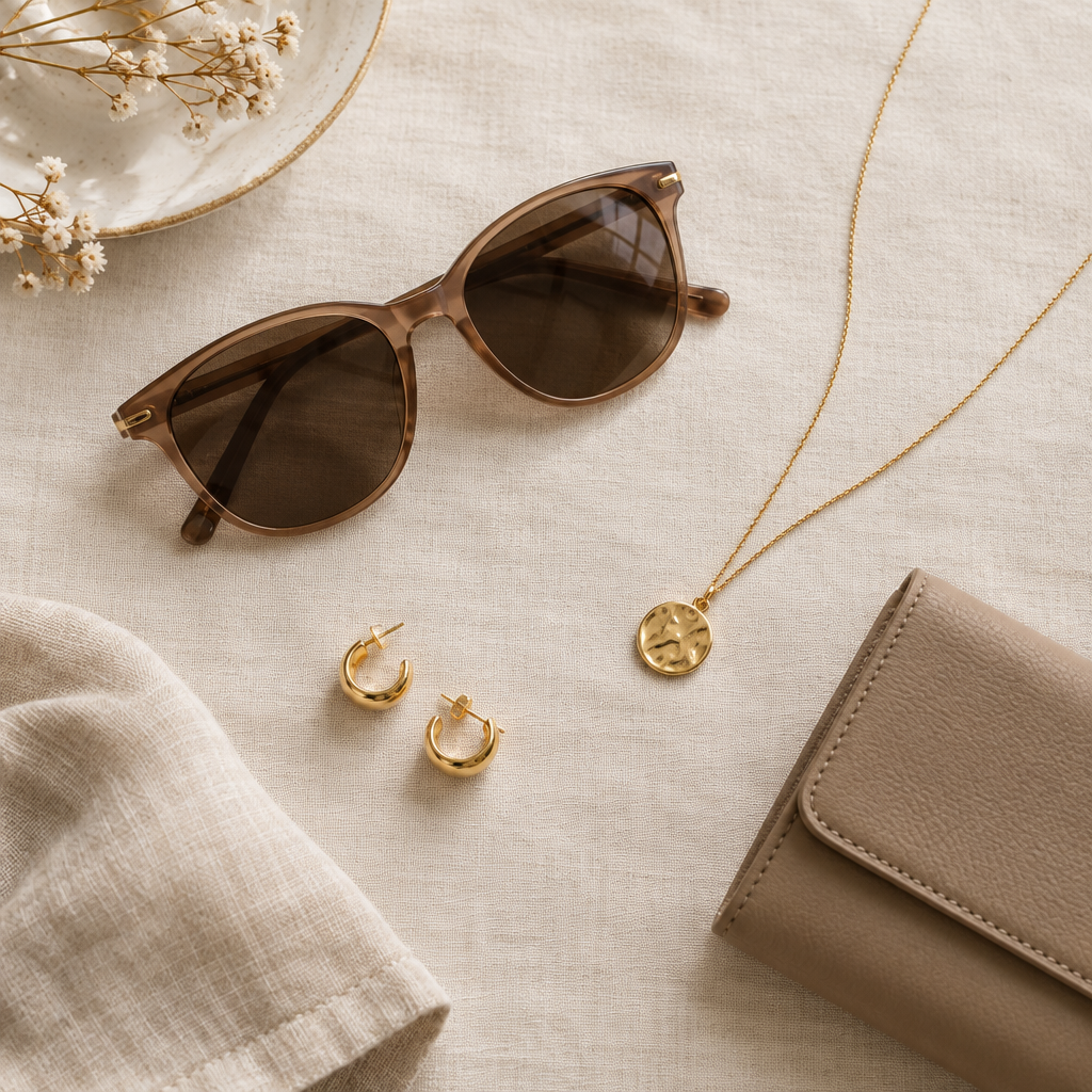 Women's accessories flat lay