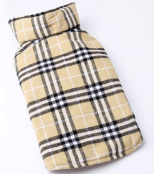 Plaid Dog Jacket – Beige British-Style Pet Outerwear