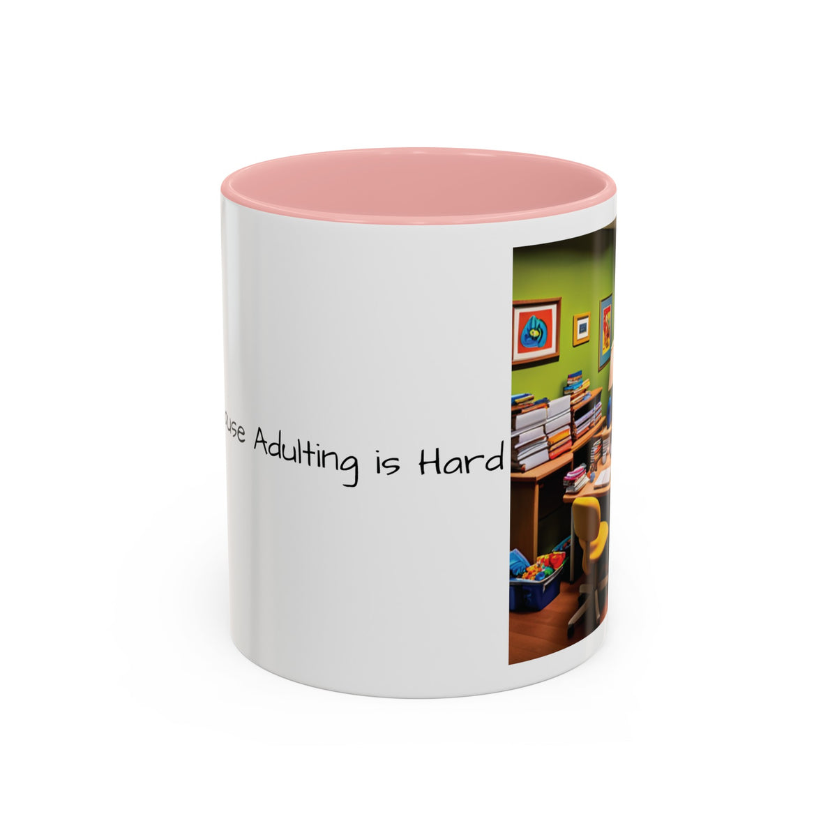 “Coffee: Because Adulting is Hard"  Accent Coffee Mug (11, 15oz) - OLM Store