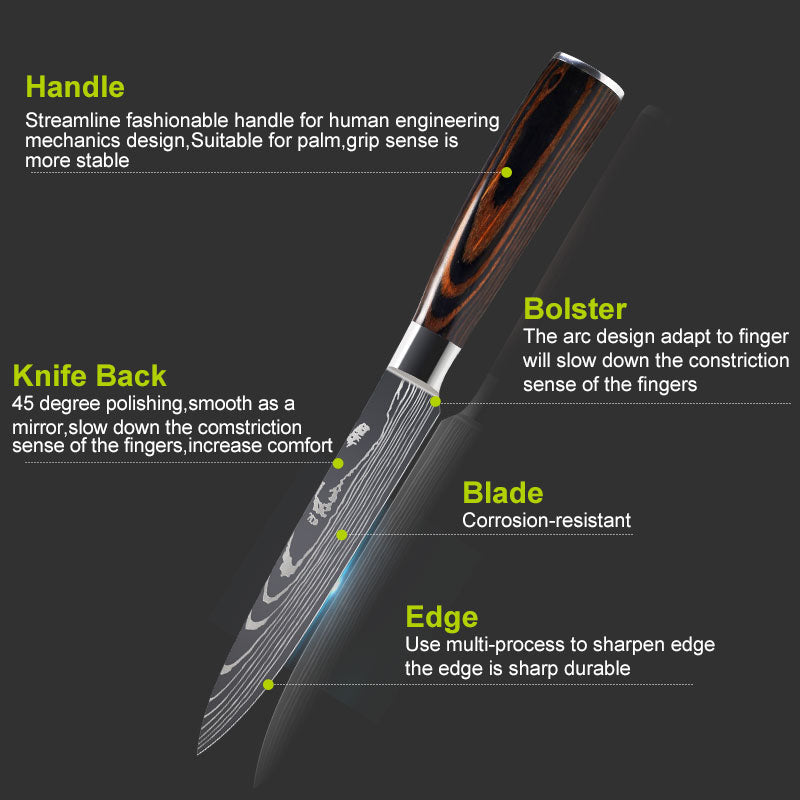 Damascus-Style Kitchen Knife Set