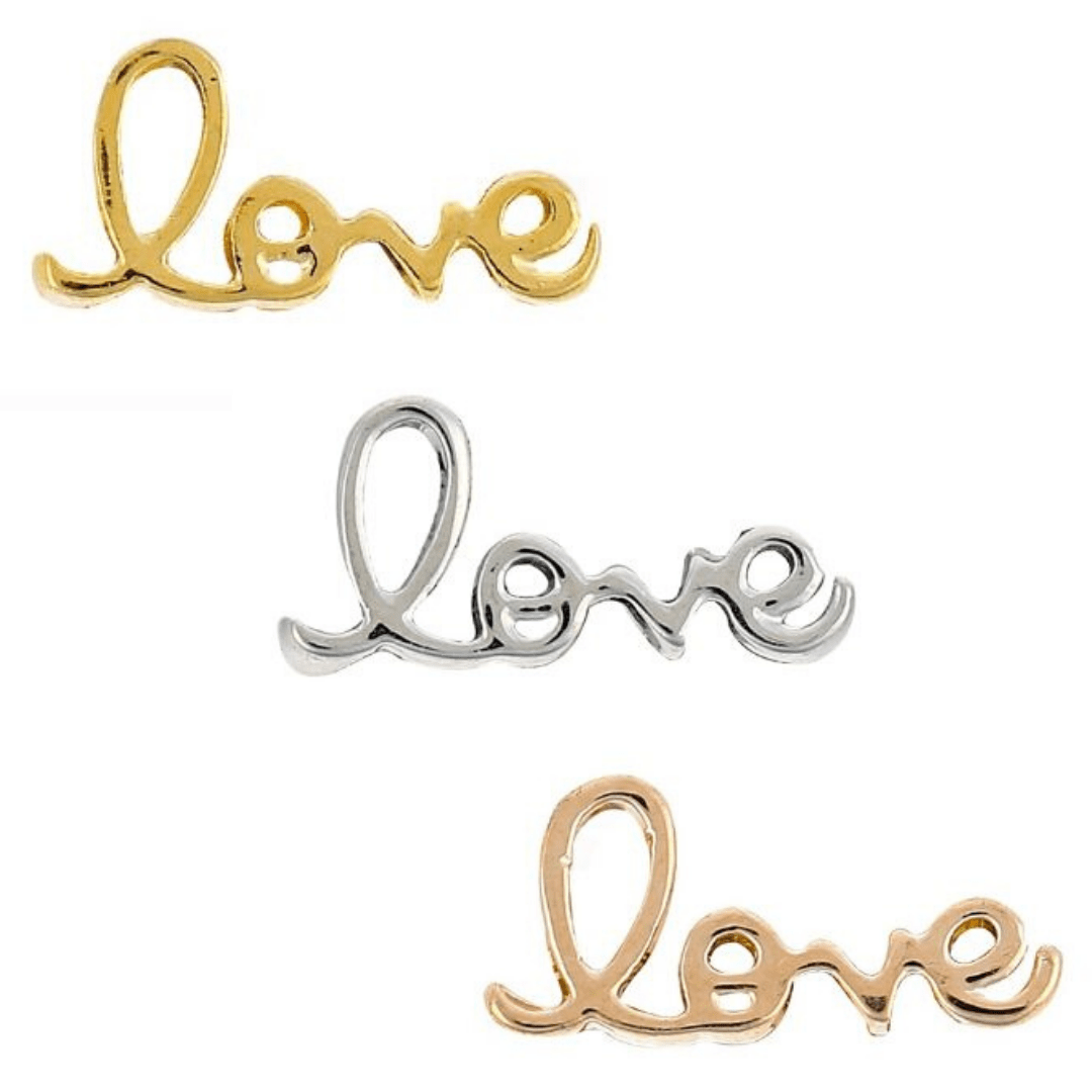 Love Script Slider Charm – Silver, Gold or Rose Gold Tone