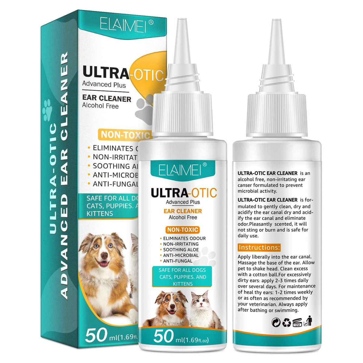 Gentle Pet Ear Cleaning Solution - 50ml for Healthy Happy Pets