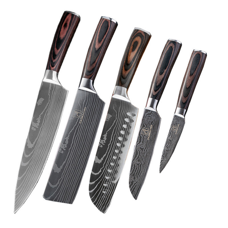 Damascus-Style Kitchen Knife Set