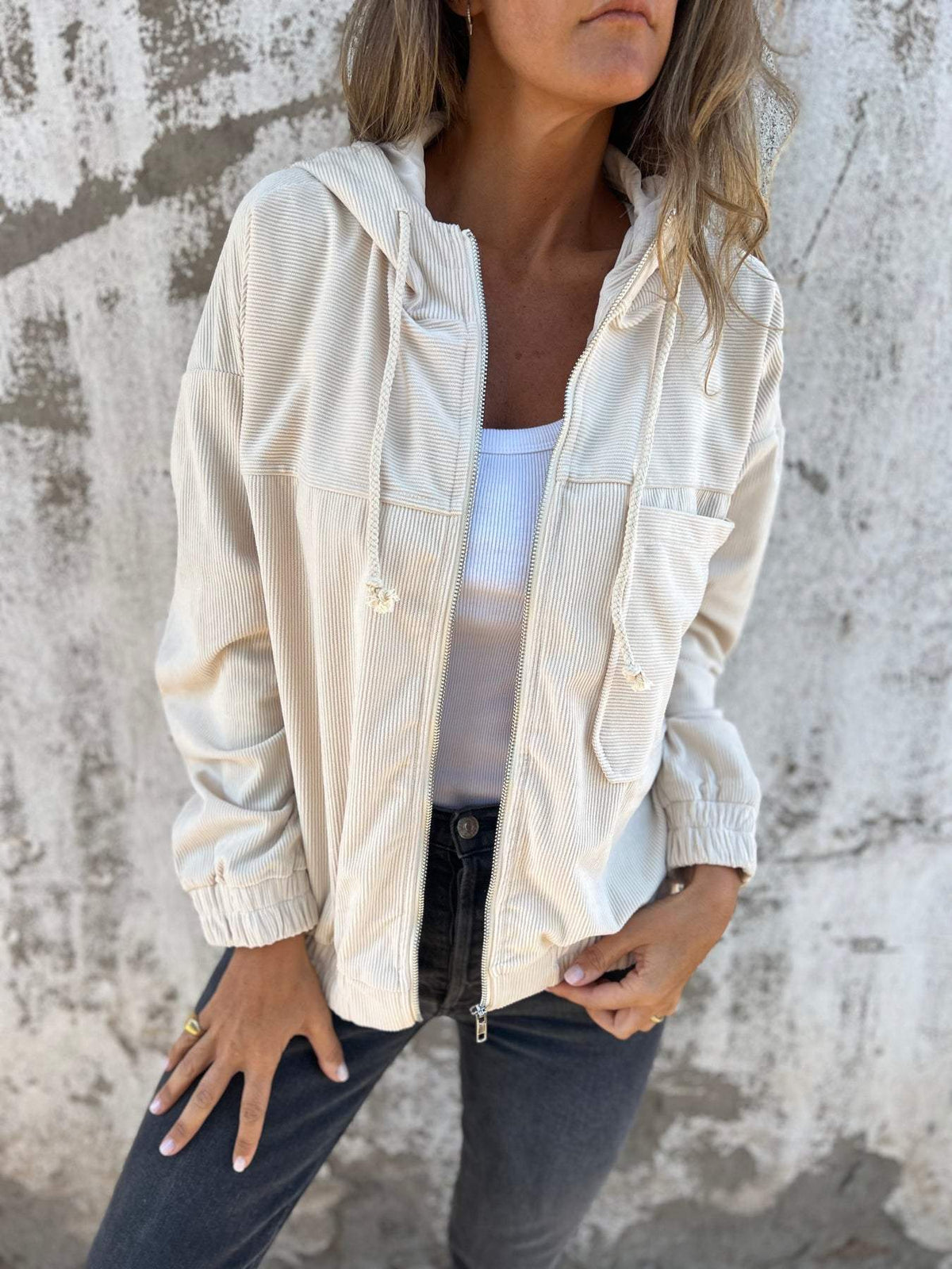 Hooded Zip Jacket – Elizabeth Loose-Fit Casual Layer