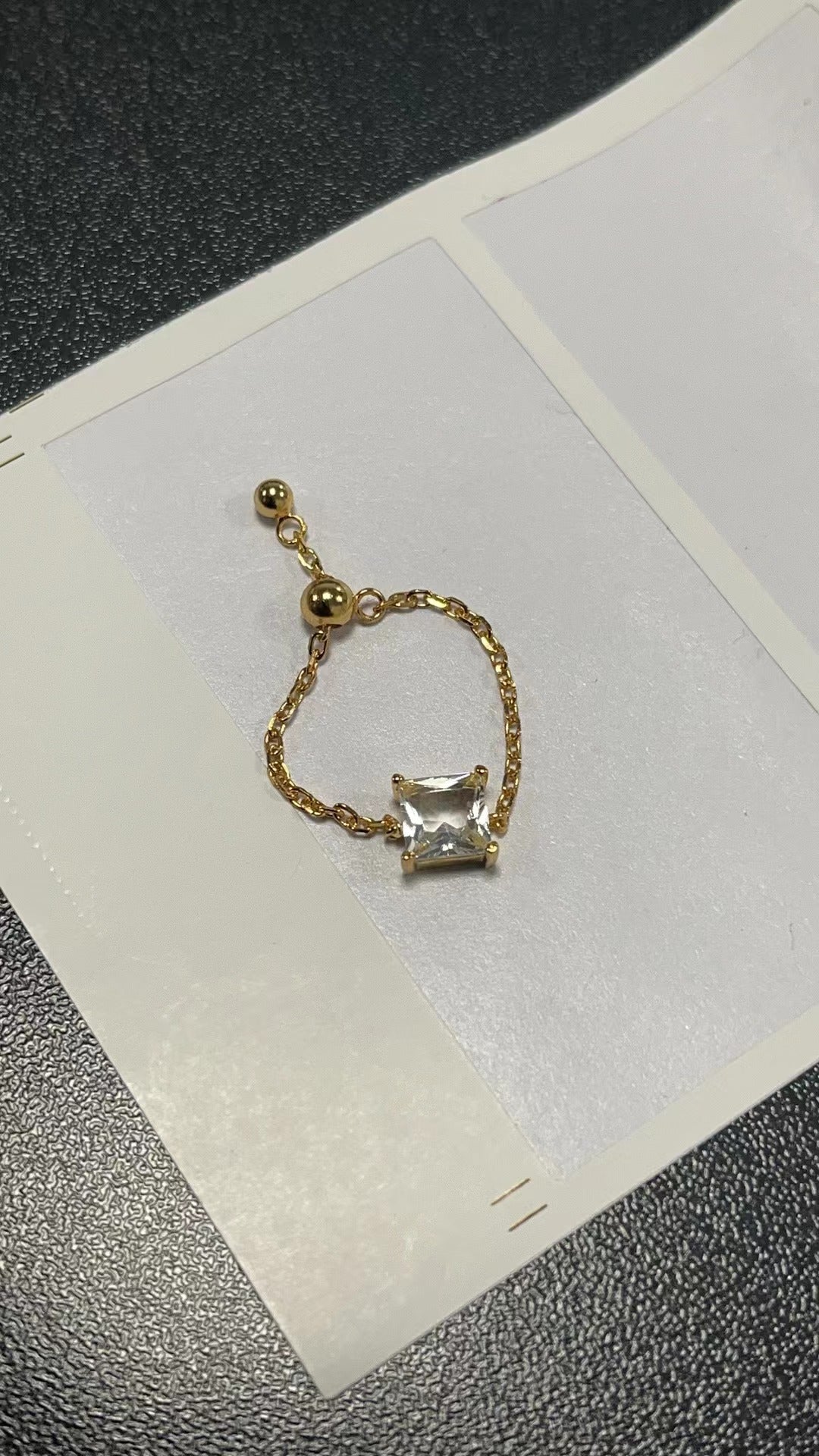 Adjustable Finger Chain Ring with Color and Shape Options