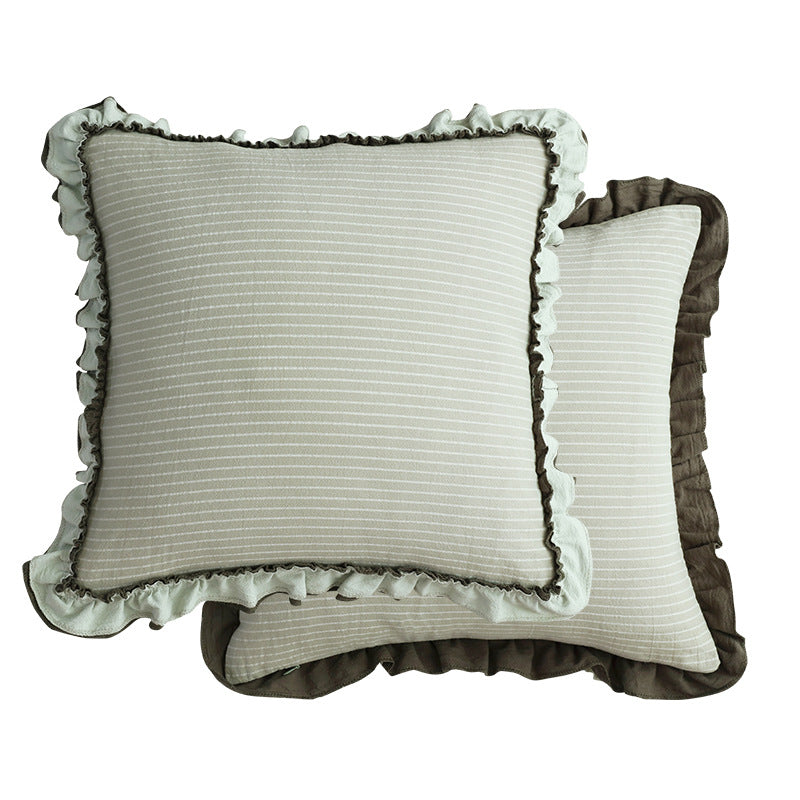 Ruffled Sofa Cushion with Striped Detail for Cozy Home Styling