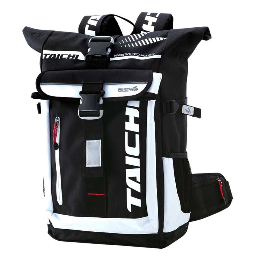 Graphic Roll-Top Backpack with Front Buckle and Side Straps
