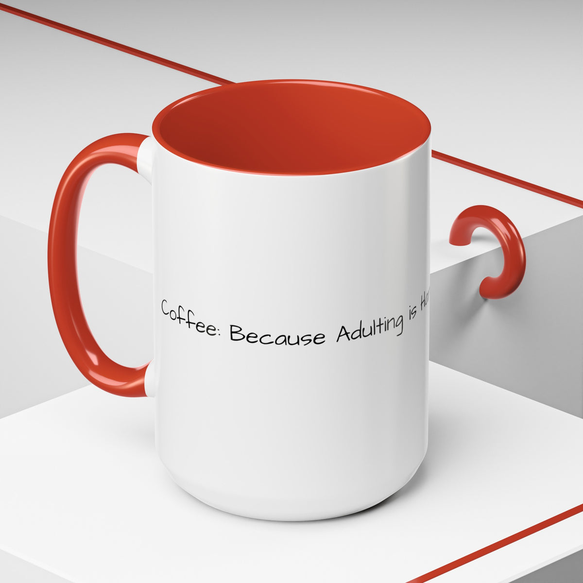 “Coffee: Because Adulting is Hard"  Accent Coffee Mug (11, 15oz) - OLM Store
