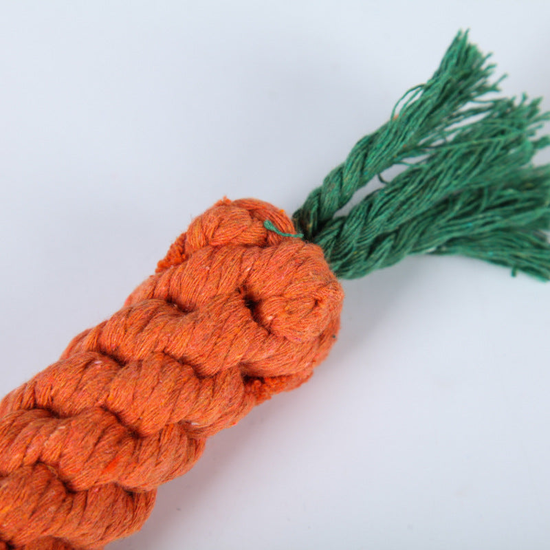 Braided Carrot Pet Toy with a Tapered Orange Rope Look