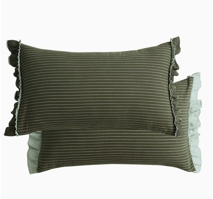 Ruffled Sofa Cushion with Striped Detail for Cozy Home Styling