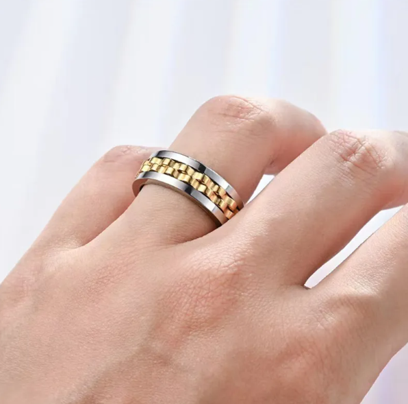 Stainless Steel Spinner Fidget Ring for Men - Stylish & Functional