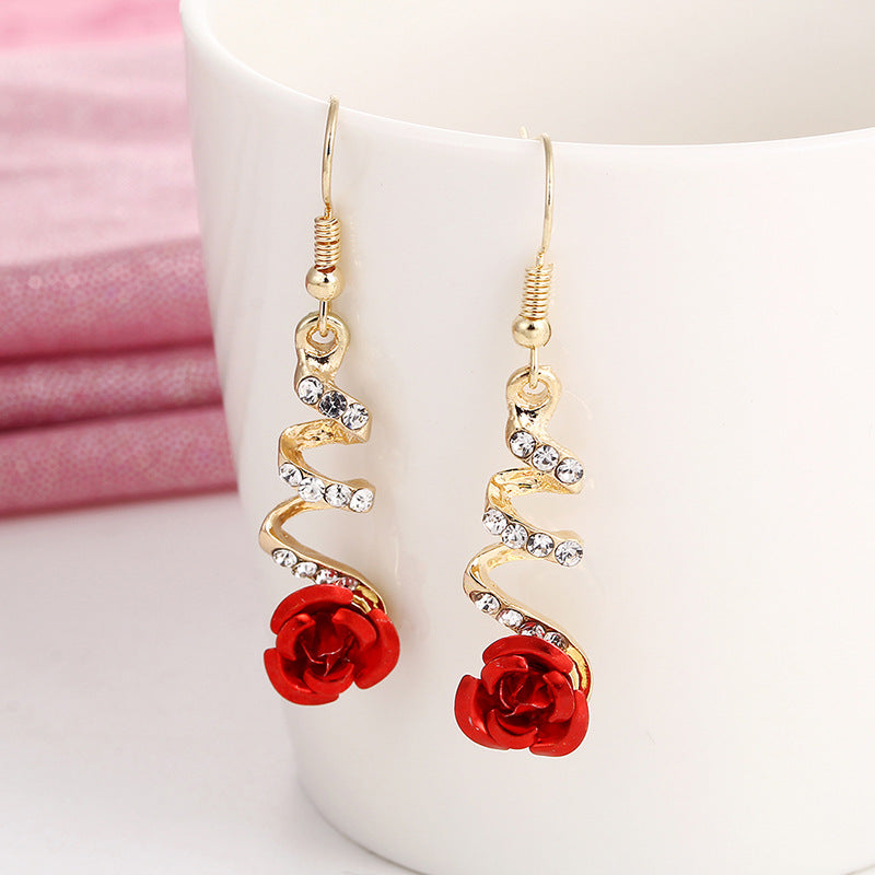 Rose Flower Earrings in Red for Everyday and Occasion Styling