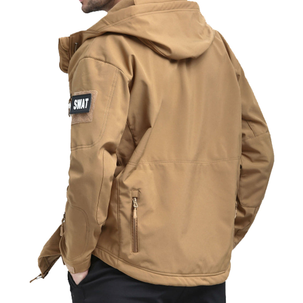 Men's Tactical Jacket with Adjustable Hood and Multiple Pockets