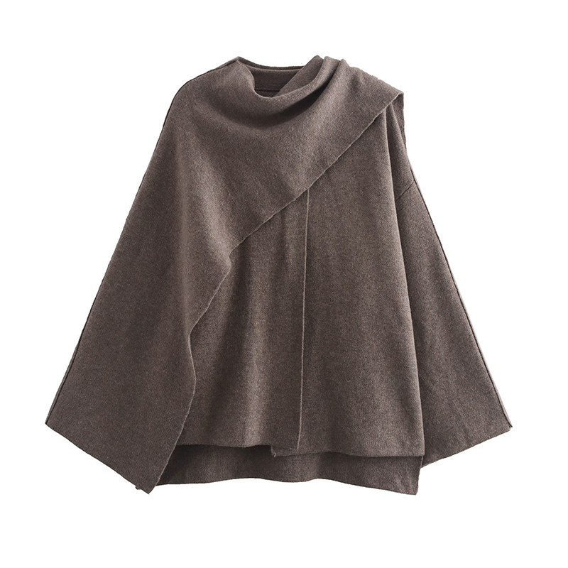 Scarf Detail Coat – Asymmetric Short Layer for Women
