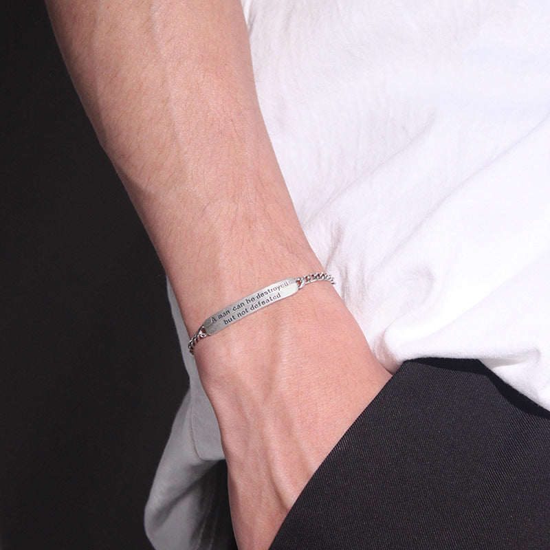 Men’s Message-Plate Chain Bracelet – Silver Tone