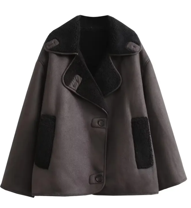 Women's Padded Jacket – Dark Brown Relaxed Winter Layer