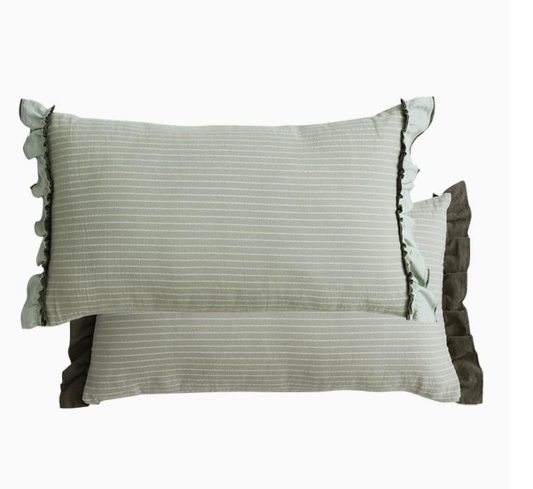 Ruffled Sofa Cushion with Striped Detail for Cozy Home Styling