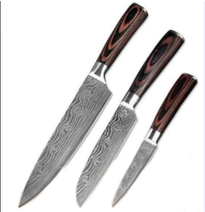 Damascus-Style Kitchen Knife Set