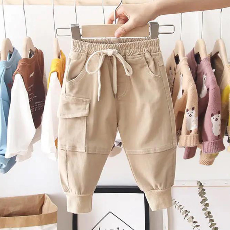 Boys' Cargo Pants in Khaki and Black with 80–140cm Size Labels