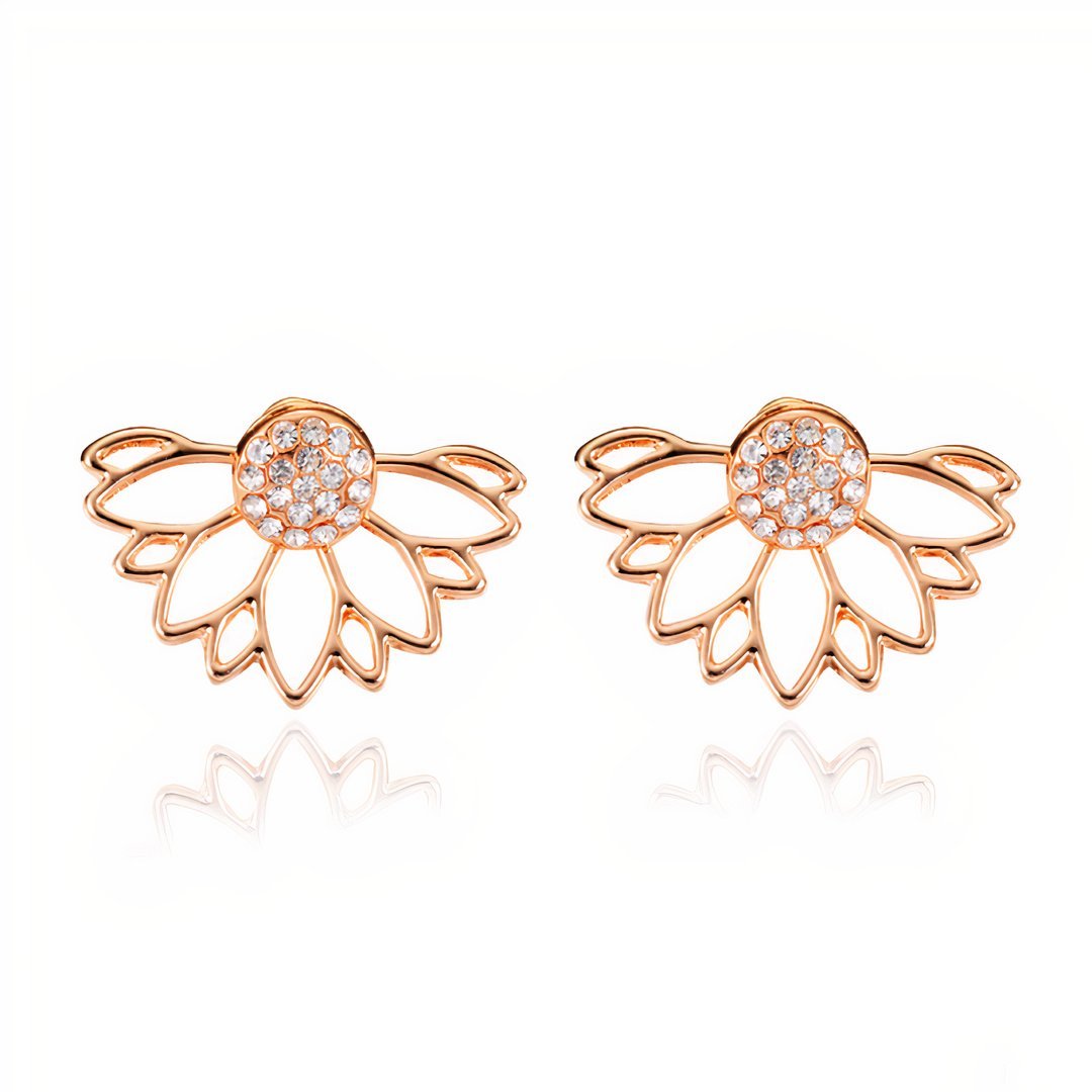 Versatile Gold-Finish Crystal Earrings with Removable Flower Jackets