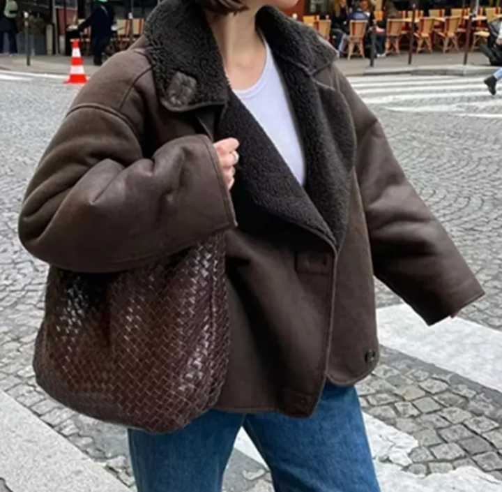 Women's Padded Jacket – Dark Brown Relaxed Winter Layer