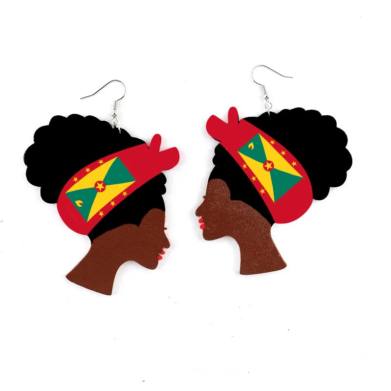 Grenada Flag Dangle Earrings