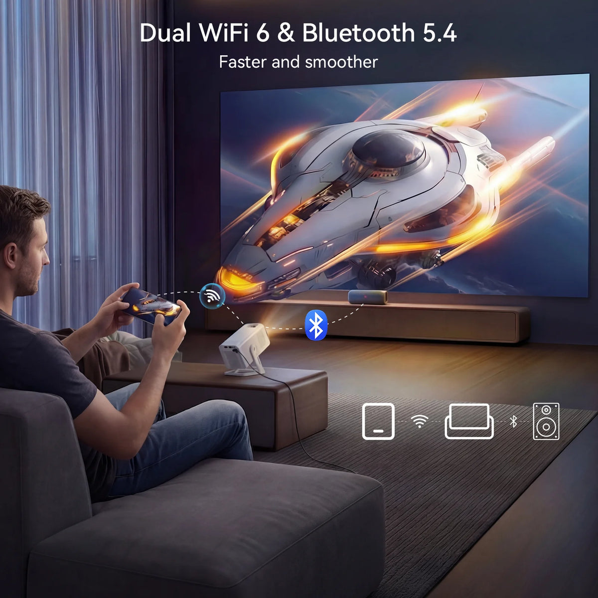 Portable Mini Projector: Enjoy Stunning Outdoor Movie Nights with the Android 14 Mini Projector
