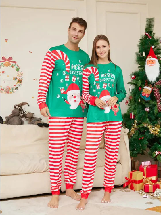 Santa Matching Family Christmas Sleepwear – Green