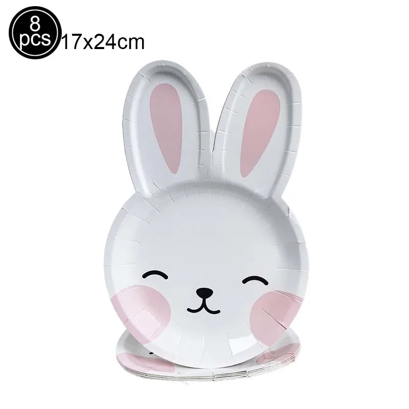 Easter Bunny Tableware Set – Adorable Disposable Plates, Cups & Napkins for Celebration Fun!