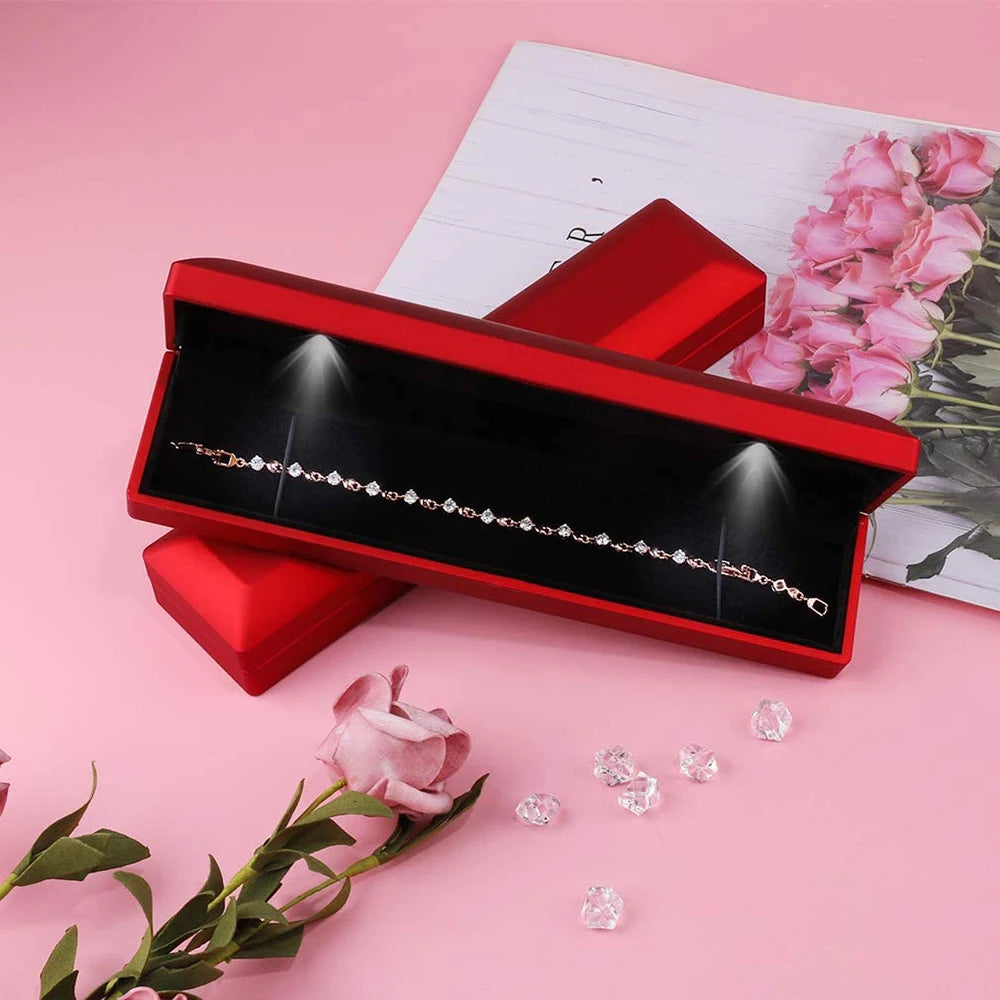 Illuminate Your Moments with the LED Light Necklace Gift Box – Velvet Jewelry Presentation Case