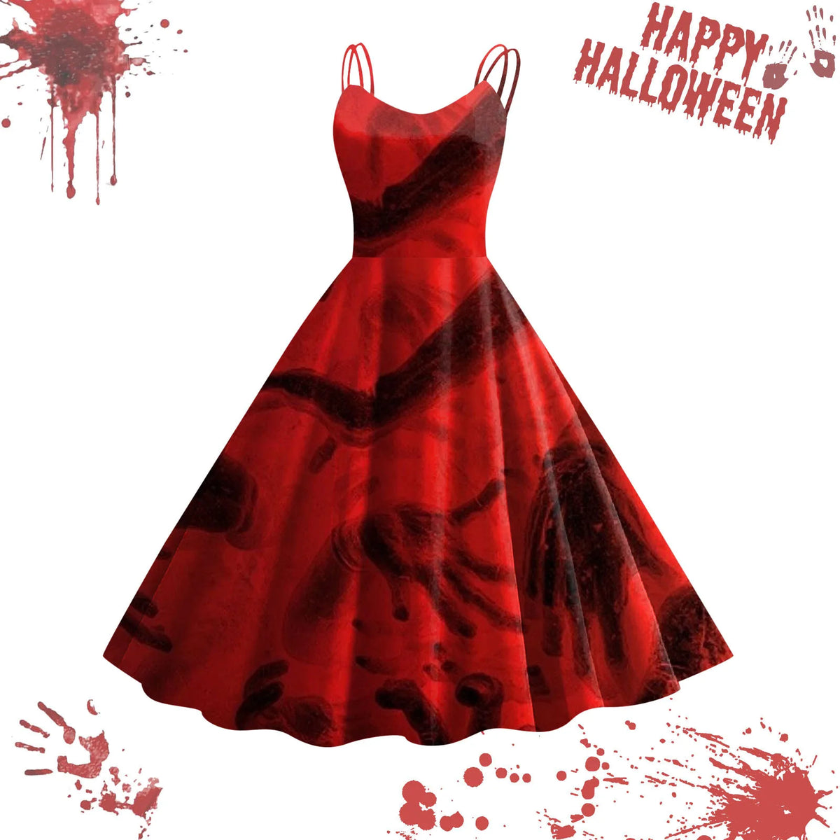 Spook-tacular Halloween Blood Dress for Women - Perfect for Masquerade and Carnival Fun!