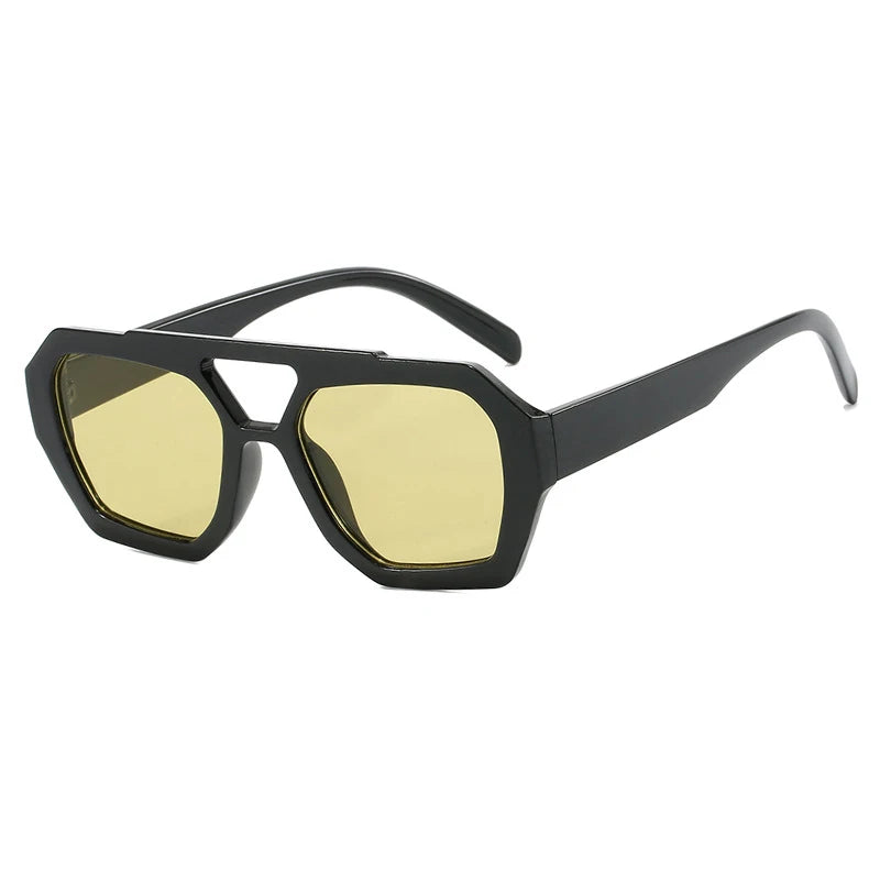 Arvin Vintage Square Leopard Blue Sunglasses with UV400 protection and double bridge design – retro modern unisex eyewear - OLM Store