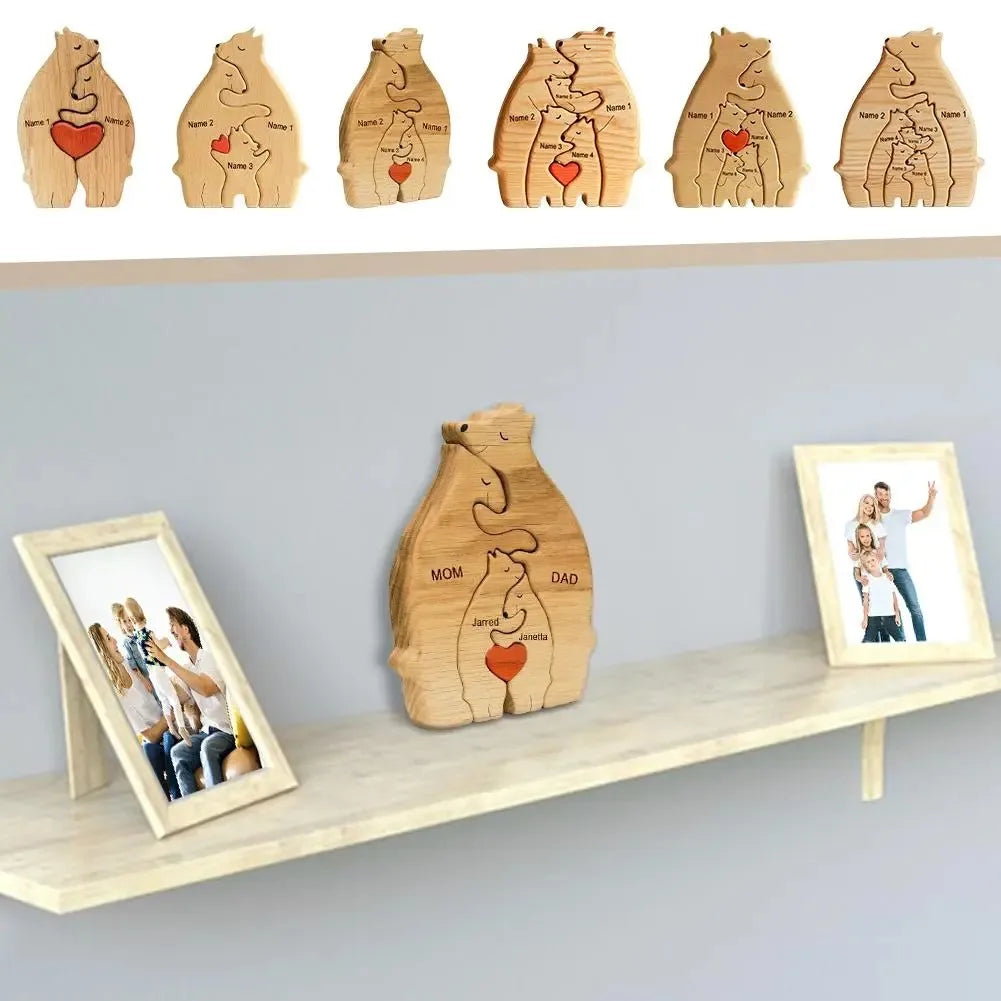 Engaging Personalized Wooden Bear Puzzle – A Heartfelt Family Keepsake