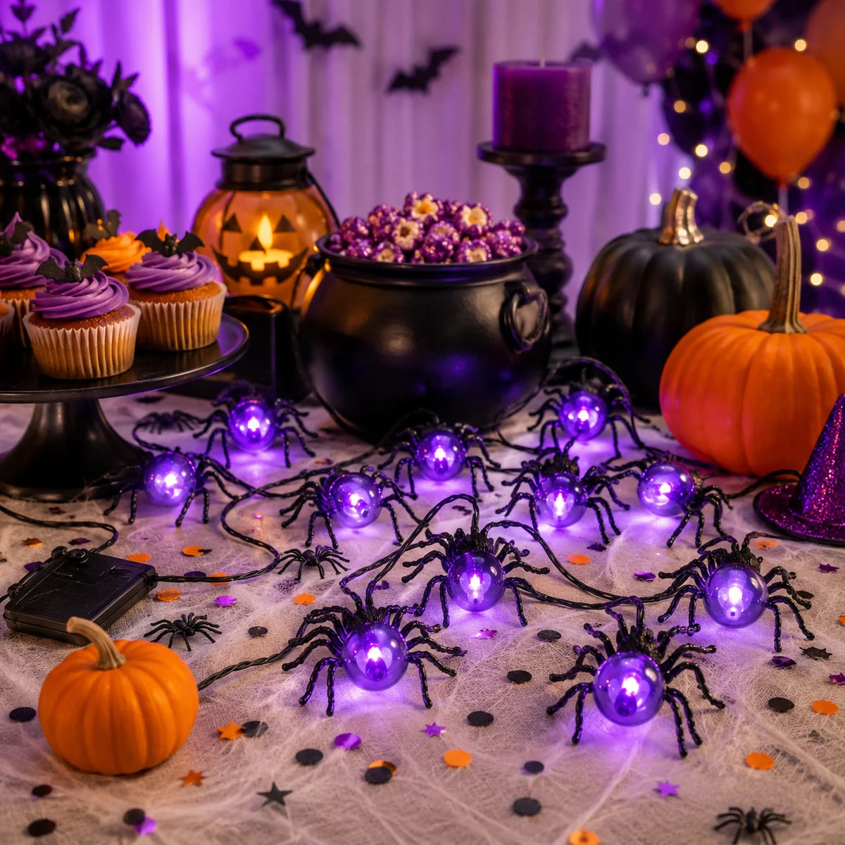 Spook Up Your Decor: Halloween Spider String Lights for Enchanting Ambiance