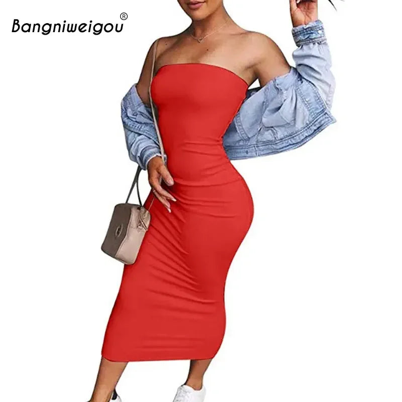 Off Shoulder Tube Dress - OLM Store