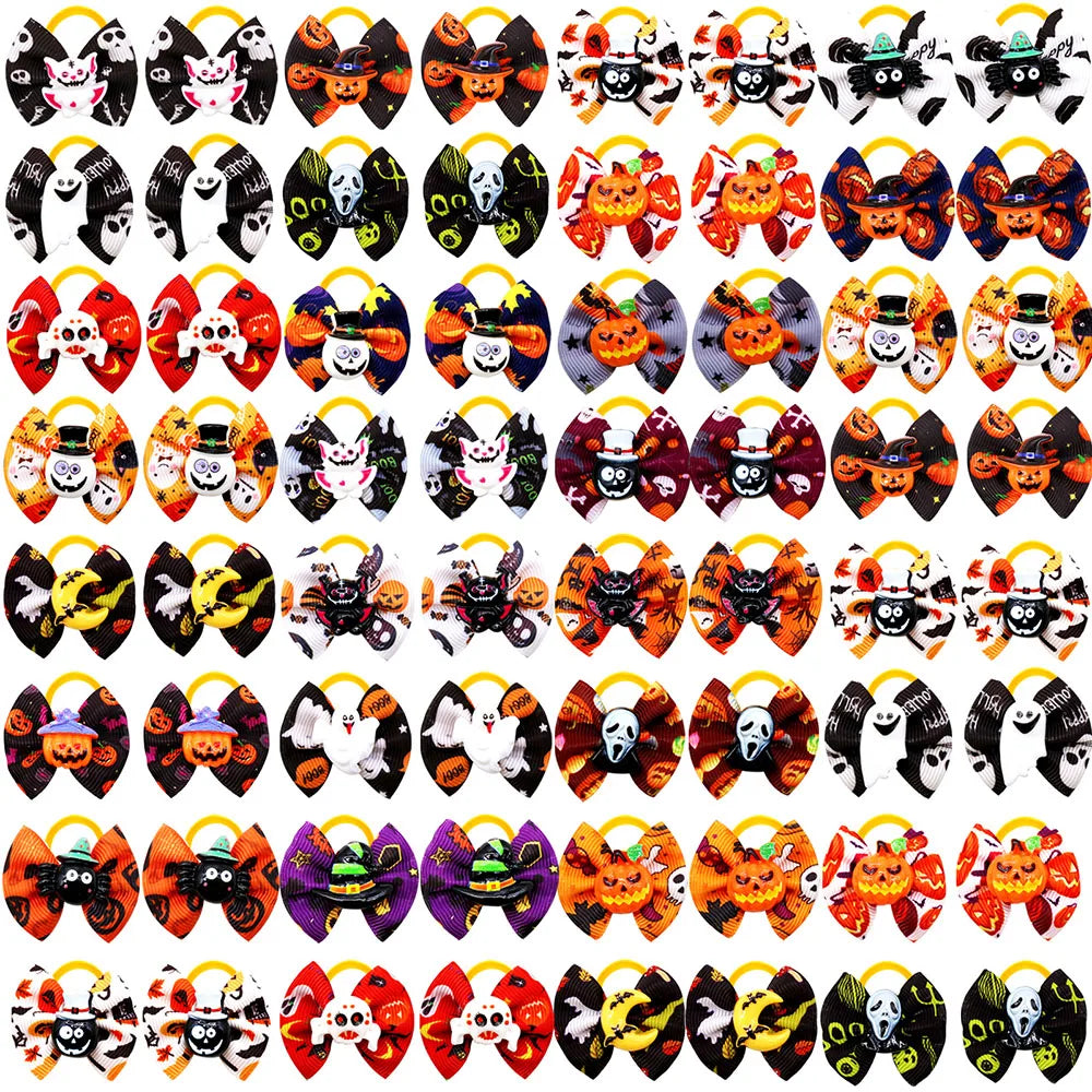 10/20PCS Halloween Pet Dog Hair Bows – Spooky Style for Your Furry Friends