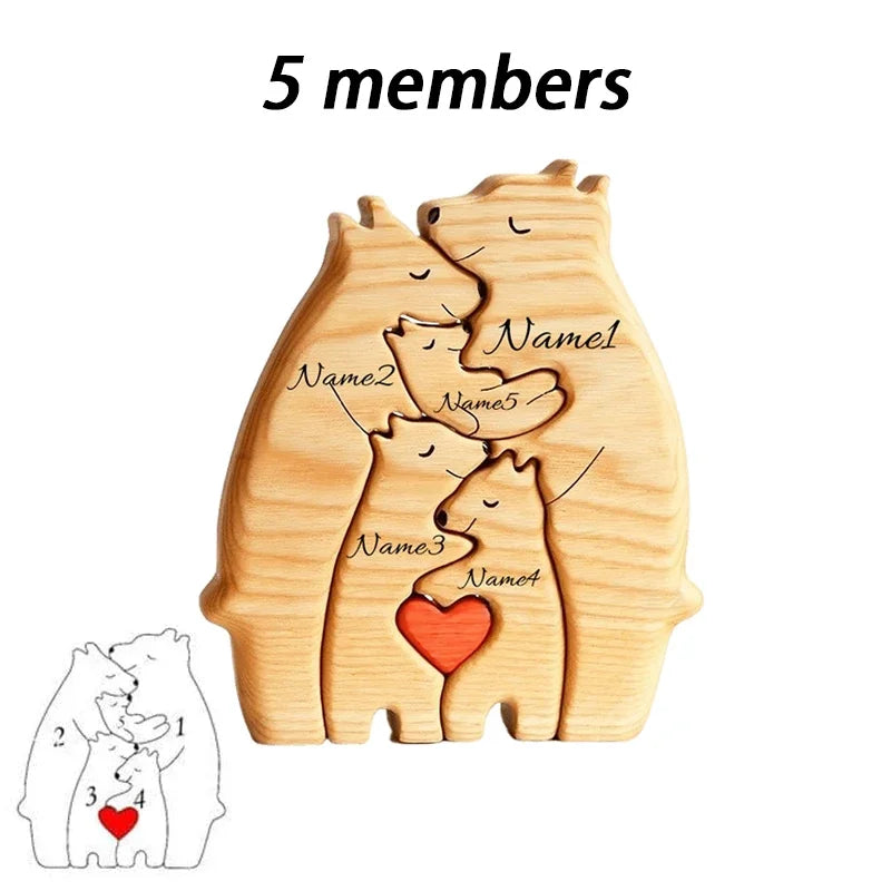 Engaging Personalized Wooden Bear Puzzle – A Heartfelt Family Keepsake